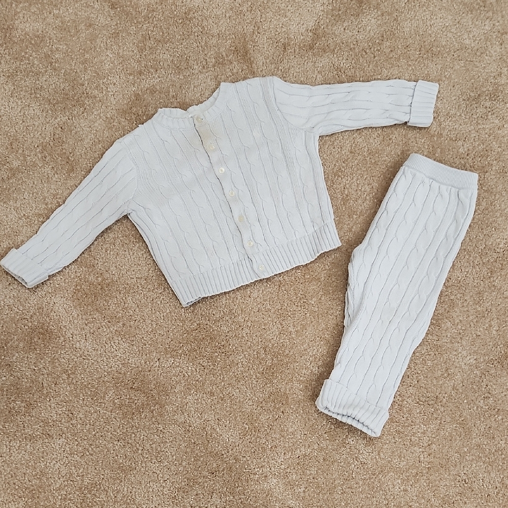 Ralph Lauren Boy Cable Knit Two-Piece Set Blue Size 18 Months